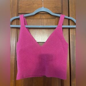 J. Crew Fuchsia Ribbed Cashmere Knit Top